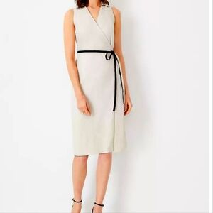 Petite Linen Blend Sleeveless Wrap Dress